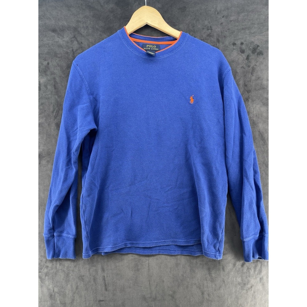 Polo Ralph Lauren Men's‎ L Blue Waffle Knit Thermal Shirt Cotton Pony Logo